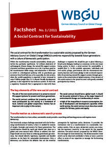 Factsheet   No. 1 / 2011 A Social Contract for Sustainability