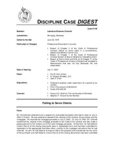 DISCIPLINE CASE DIGEST Case[removed]Member: Lawrence Bremner Cherrett