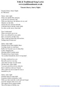 Folk & Traditional Song Lyrics - Vincent (Starry, Starry Night)
