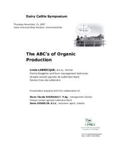 The ABC’s of Organic Dairy Production