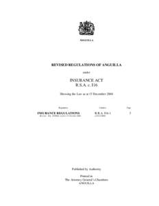 ANGUILLA  REVISED REGULATIONS OF ANGUILLA under  INSURANCE ACT