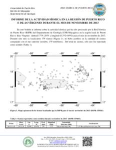 RED SISMICA DE PUERTO RICO  Universidad de Puerto Rico Recinto de Mayagüez Departamento de Geología