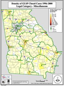 Density of GLSP Closed Cases[removed]Legal Category - Miscellaneous Fannin Dalton