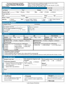 Please fill out this form as completely as possible and send or fax to Central Office: Tennessee Department of Health, CEDEP Services, 1st Floor, Cordell Hull Bldg., 425 5th Ave. North, Nashville, TN 37243, Tennessee Dep