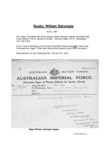 William Dalrymple BUSBY was born on 29 Dec 1869 in Bathurst, New South Wales, Australia