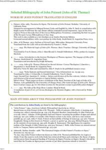 Selected bibliography of John Poinsot �hn of St. Thomas