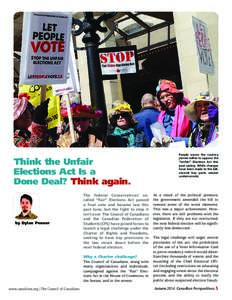 Think the Unfair Elections Act Is a Done Deal? Think again. Canadian Perspectives, Autumn 2014