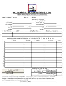 2014 COMMONWEALTH CUP NOVEMBERSCRATCH/SWAP REFUND DEADLINE: NOVEMBER 1, 2014 Check Payable to: Paragon Club Name: Club Address: