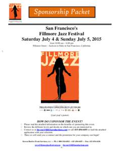 Fllmore Jazz Festival Sponsor Packet 2015