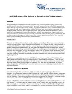 Microsoft Word - HSUS--The Welfare of Animals in the Turkey Industry.doc