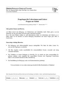 Qua SSU Qualitäts Sicherung in Schule und Unterricht Prof. Dr. Hartmut Ditton, Dipl.-Päd./Dipl.-Soz. Daniela Merz Universität Osnabrück