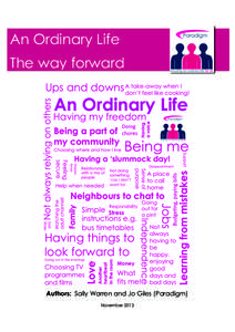 An Ordinary Life The way forward Authors: Sally Warren and Jo Giles (Paradigm) 	
  	
  