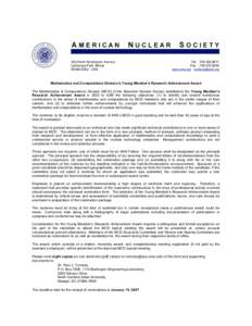 American Nuclear Society / Nomination / Professor / Education / Knowledge / Academia