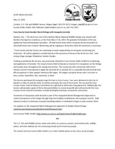 JOINT MEDIA RELEASE May 21, 2014 Contact: U.S. Fish and Wildlife Service: Megan Nagel, [removed], [removed] or Coos County Public Health: Rick Hallmark, [removed], [removed]Coos County trea