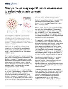 Nanoparticles may exploit tumor weaknesses to selectively attack cancers