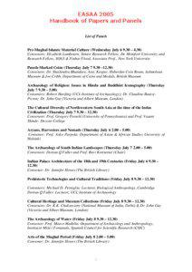 EASAA 2005 Handbook of Papers and Panels List of Panels