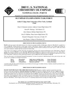 2003 U. S. NATIONAL CHEMISTRY OLYMPIAD NATIONAL EXAM—PART II Prepared by the American Chemical Society Olympiad Examinations Task Force  OLYMPIAD EXAMINATIONS TASK FORCE