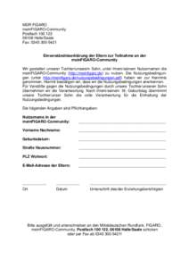 MDR FIGARO meinFIGARO-Community PostfachHalle/Saale Fax: 