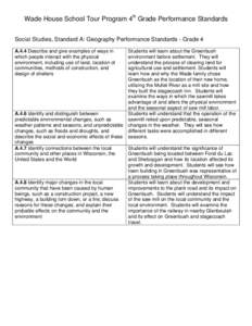 Social Studies, Standard A: Geography Performance Standards - Grade 4