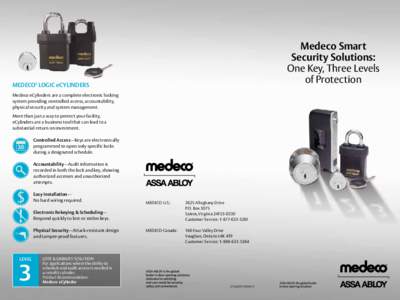 Medeco Smart Security Solutions: One Key, Three Levels of Protection  MEDECO3 LOGIC eCYLINDERS