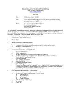 CONDOMINIUM REVIEW COMMITTEE MEETING REAL ESTATE COMMISSION www.hawaii.gov/hirec AGENDA Date: