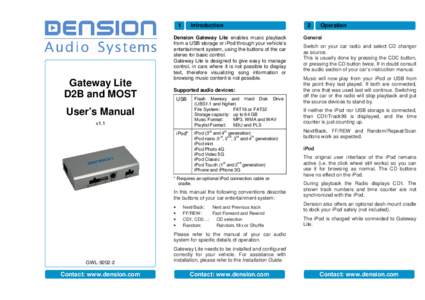 1  Gateway Lite D2B and MOST  Introduction