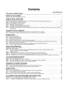 Contents SEPTEMBER 1998 FINANCIAL OPERATIONS PROFILE OF THE ECONOMY Analysis.--Summary of economic indicators . . . . . . . . . . . . . . . . . . . . . . . . . . . . . . . . . . . . . . . . . . . . . . . . . . . . . . . 