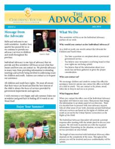   July 2014 ISSUE 6  Message from