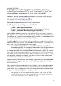 Andreas Schleicher: Preparing Teachers and Developing School Leaders for the 21st Century. Lessons from Around the World. (Lehrer und Schulleitungen für das 21. Jahrhundert ausbilden. Lernen aus den Erfahrungen der ganz