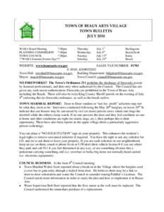 TOWN OF BEAUX ARTS VILLAGE TOWN BULLETIN JULY 2010 *******************************************************************************************  WABA Board Meeting