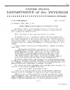 UNITED STATES \ DEPARTMENT of the INTERIOR * * * * * ** * * * * * * * * * * * * * *news ··release OFFICE OF THE SECRETARY