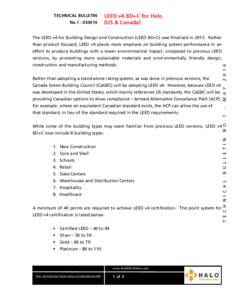 TECHNICAL BULLETIN No[removed]LEED v4 BD+C for Halo (US & Canada)