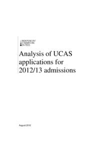 Analysis of UCAS applications foradmissions August 2012