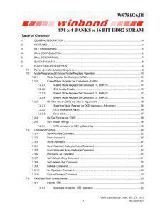 W9751G6JB 8M  4 BANKS  16 BIT DDR2 SDRAM Table of Contents1.