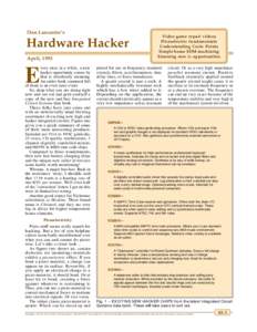 Don Lancaster’s  Hardware Hacker April, 1993 very once in a while, a new hacker opportunity comes by