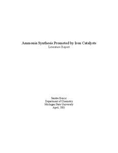 Ammonia Synthesis Promoted by Iron Catalysts Literature Report