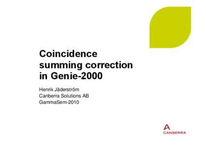 Coincidence summing correction in Genie-2000