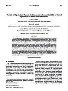 Tropical meteorology / Oceanography / Physical oceanography / Waves / Rossby wave / Global climate model / Troposphere / Quasi-biennial oscillation / Upwelling / Atmospheric sciences / Meteorology / Atmospheric dynamics