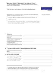 Application form for a Declaration of No-Objection or DNO for a bank with registered office in the Netherlands to acquire or increase a qualifying holding in a non-financial institution Section 3:96(1), under b, Financia