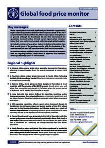 10 December[removed]Global food price monitor Key messages n	 Maize export prices increased significantly in November supported by