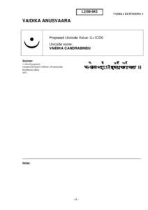 L2[removed]VAIDIKA ANUSVAARA Proposed Unicode Value: U+1CD0 Unicode name: