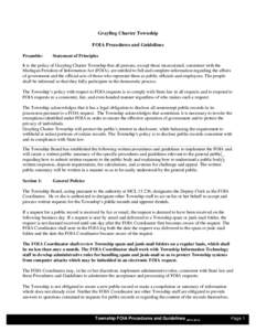 Grayling Charter Township FOIA Procedures and Guidelines Preamble: Statement of Principles