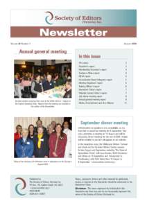 Newsletter August 2006 Volume 36 Number 1  Annual general meeting