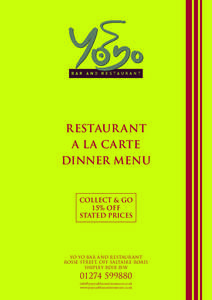 RESTAUR ANT A LA CARTE DINNER MENU COLLECT & GO 15% OFF