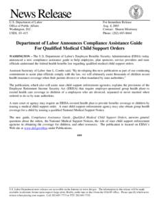News Release U.S. Department of Labor Office of Public Affairs Washington, D.C. USDL[removed]