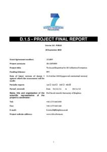 D[removed]PROJECT FINAL REPORT Version[removed]PUBLIC 20 September 2013 Grant Agreement number:
