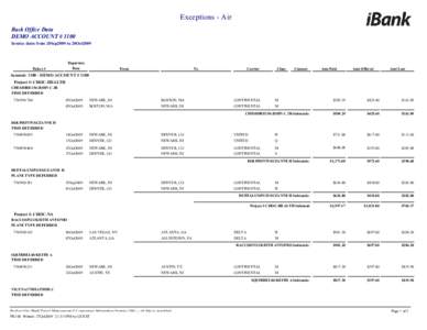 Exceptions - Air Back Office Data DEMO ACCOUNT # 1100 Invoice dates from 20Sep2009 to 20Oct2009  Departure