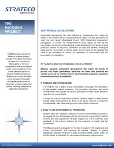 Environmental social science / Actinides / Uranium / Chibougamau / Sustainable development / Environmental impact assessment / Uranium mining / Environment / Sustainability / Environmental economics