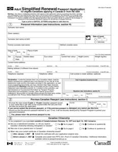 Adult Simplified Renewal Passport Application