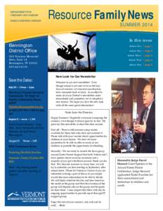DEPARTMENT FOR CHILDREN AND FAMILES   FAMILY SERVICES DIVISION Resource Family News